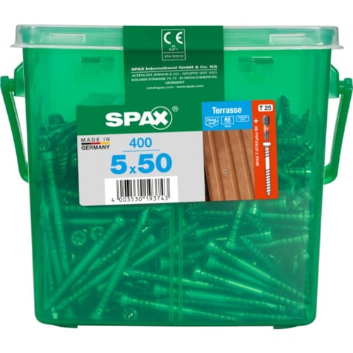 SPAX vis terrasse inox A2 - 5x50 HKB grande (bte 400 pces)