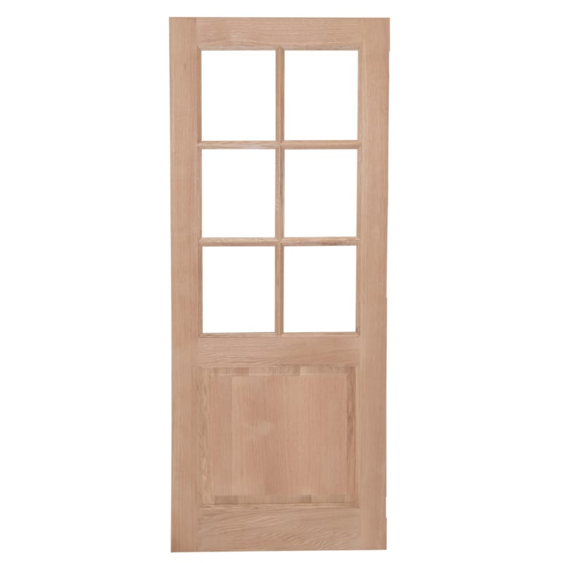 Porte plaquée chêne - Modèle 09 - 6 carreaux droits clair - 211,5 x 73 cm
