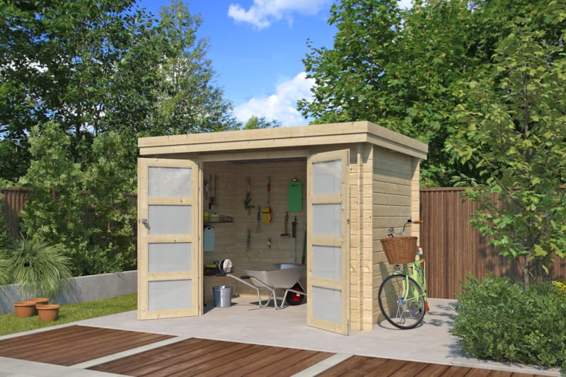 Chalet moderne Oregon - Epicéa 28 mm - 295 x 205 + 10 cm