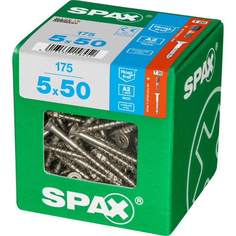 SPAX vis T-STAR+ A2 inox - 5x50 XL (bte 175 pces)