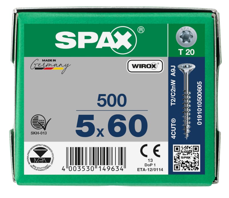 SPAX vis TX WIROX - 5x60 (boite 500 pces)