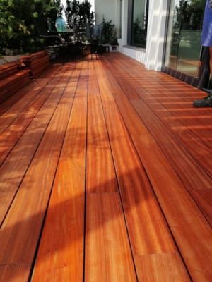 Planche de terrasse padouk - B-fix - 21 x 140 x 2750 mm
