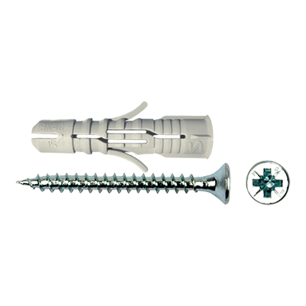 Cheville SMART nylon gris + vis TF Ø4 x 50 (boite 100 pces)