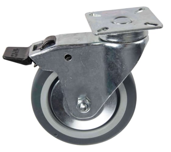 Roulette en Thermoplastique Rubber Pivotante avec Frein 100 mm