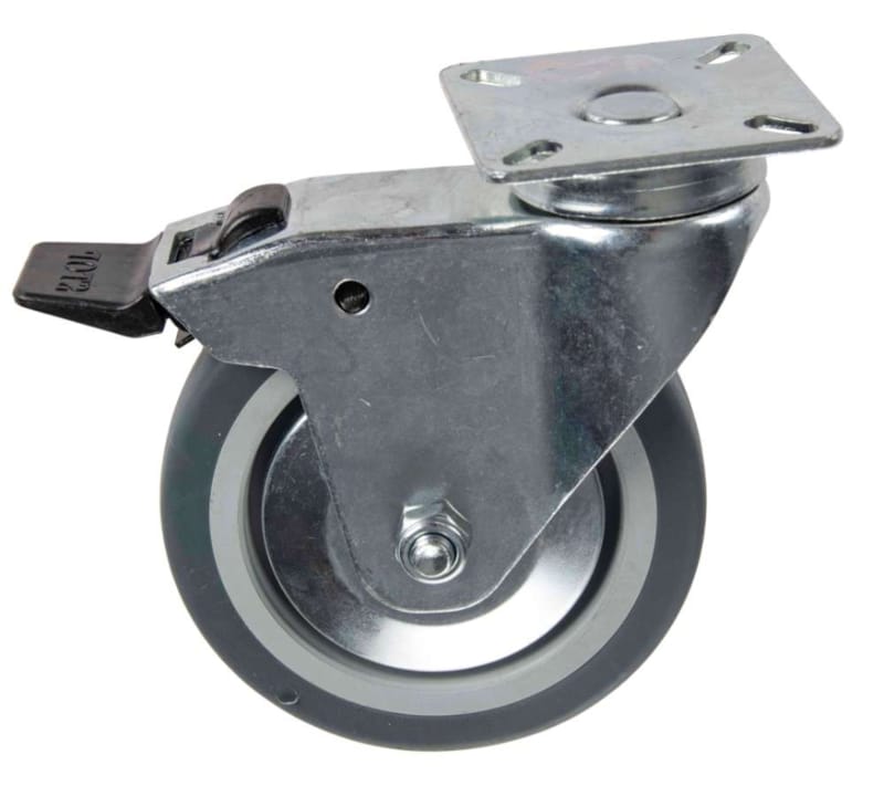 Roulette en Thermoplastique Rubber Pivotante avec Frein 100 mm