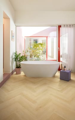 Parquet stratifié Quick-Step Impressive Design - Chevron chêne gingembre 8246 - 8 x 131 x