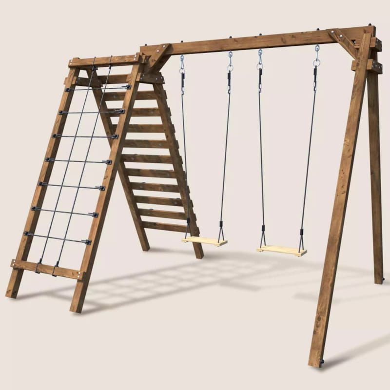 Aire de jeux en bois avec balançoires Tristan - 273 x 220 x 215 cm