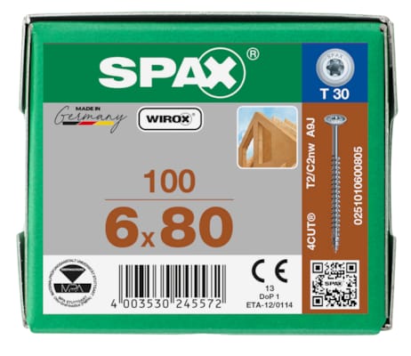 SPAX vis HI.FORCE WIROX - 6x80 (bte 100 pces)