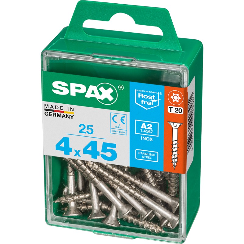 SPAX vis T-STAR+ A2 inox - 4x45 M (boite 25 pces)