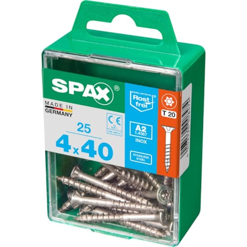 SPAX vis T-STAR+ A2 inox - 4x40 M (boite 25 pces)