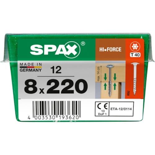 SPAX vis HI.FORCE WIROX - 8x220 STK (bte 12 pces)