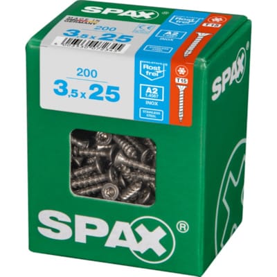 SPAX vis T-STAR+ A2 inox - 3,5x25 L (bte 200 pces)