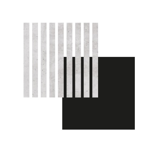 Panneau mural Maestro Latt Matte Black avec 7 lattes Raw Concrete - 20 x 300 x 2770 mm
