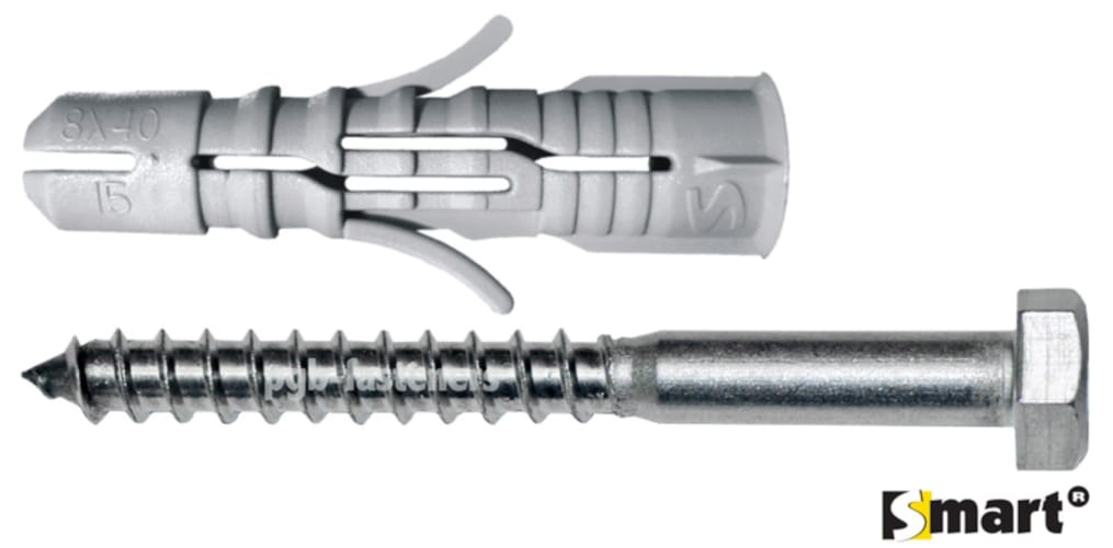 Cheville SMART nylon + vis hexagonale zinguée 12 x 60 (3 pces)