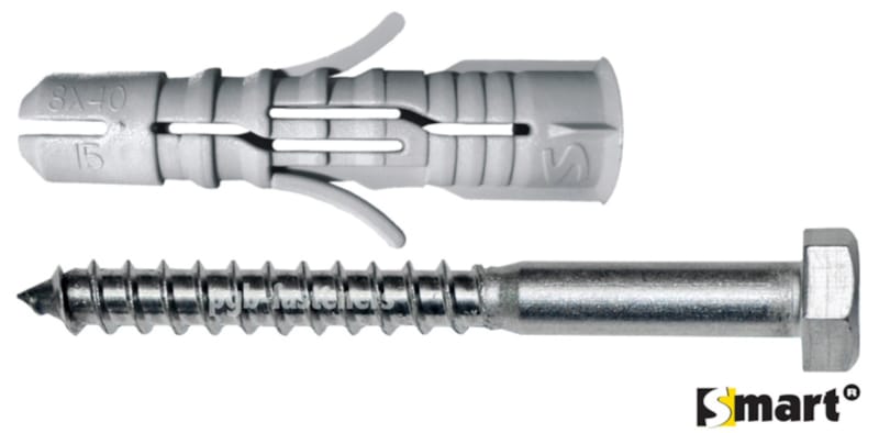 Cheville SMART nylon + vis hexagonale zinguée 12 x 60 (3 pces)