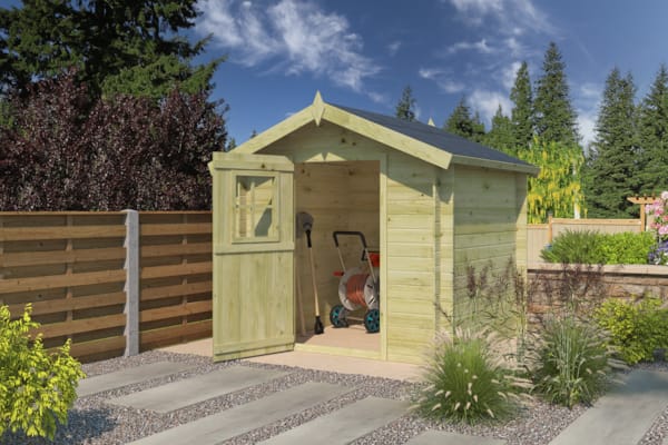 Chalet classique Luzern 19 mm - Traité vert - 205 x 205 cm + auvent 15 cm