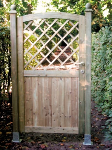 Porte de jardin en bois arrondie avec treillis 1m80 x 1m