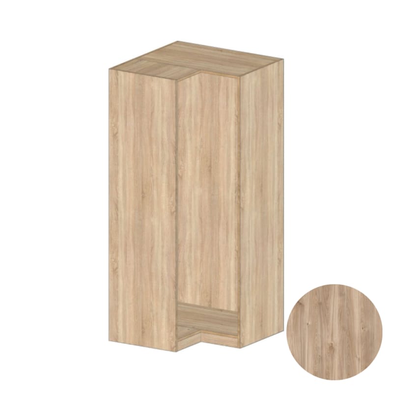 MOKI ESPACE meuble chêne castello d'angle 2200 x 900 x 900 x 570 mm composé de 2 colis a & b