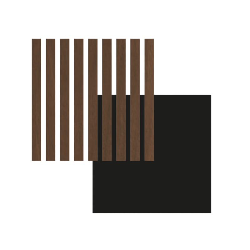 Panneau mural Maestro Latt Matte Black avec 7 lattes Smoked Walnut - 20 x 300 x 2770 mm