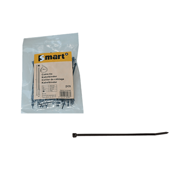 Collier de câblage SMART - 2,5 x 100/noir (sachet 100 pces)