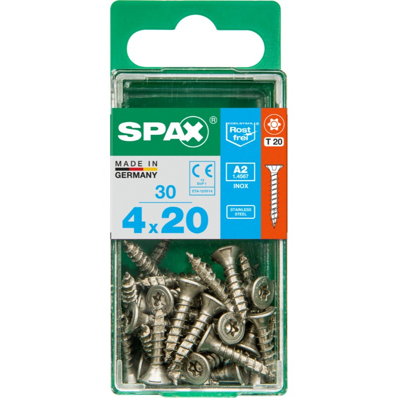 SPAX vis T-STAR+ A2 inox - 4x20 S (bte 30 pces)