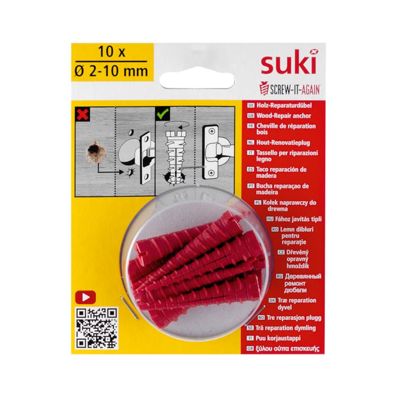 Suki cheville réparation bois - Ø 2 - 10 x 53 mm - 10 pces