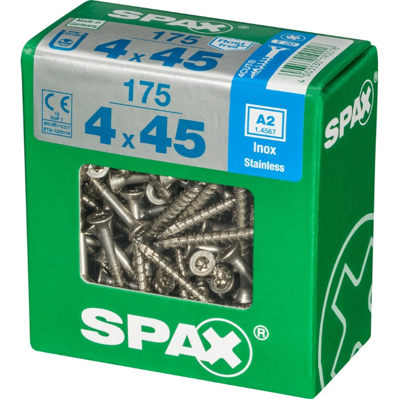 SPAX vis T-STAR+ A2 inox - 4x45 XL (bte 175 pces)