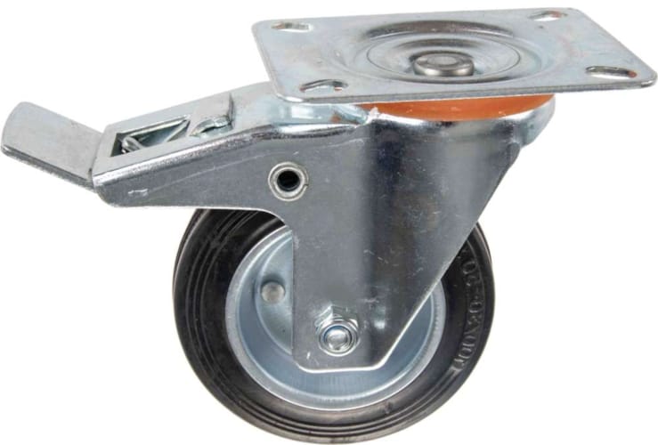 Roulette Caoutchouc Pivotante avec Frein 100 mm