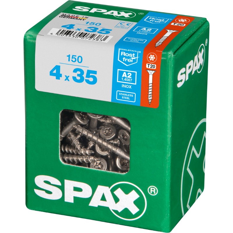 SPAX vis T-STAR+ A2 inox - 4x35 L (bte 150 pces)
