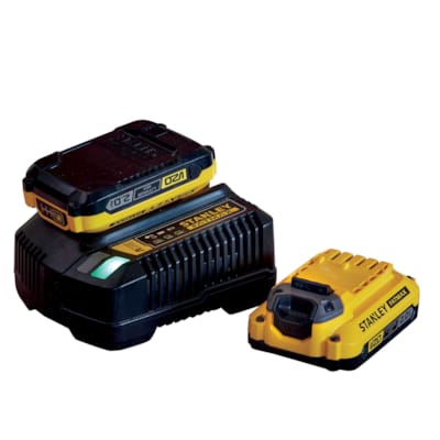 Stanley paquet de démarrage: 2x batteries 18V 2.0Ah + chargeur 2A