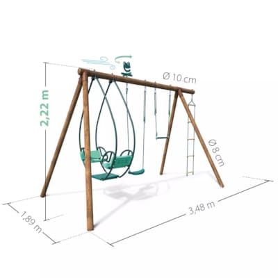 Portique avec balançoires Juliette - 1890 x 3480 x 2220 mm