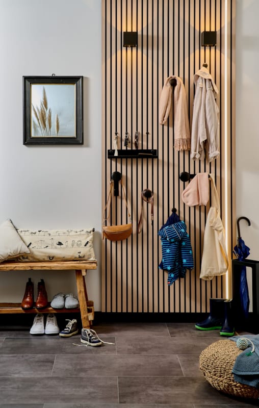 Ter Hürne SilentDesign LivingWall - Haakon - Crochet long avec bouton en bois noir