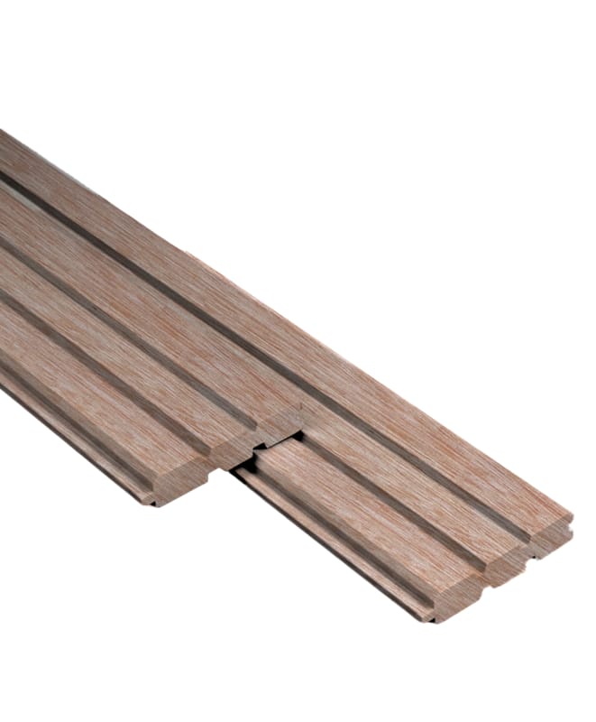 Planche massive - Sapin thermo brun - Profil triple 2 faces - 28 x 130 x 1800 mm