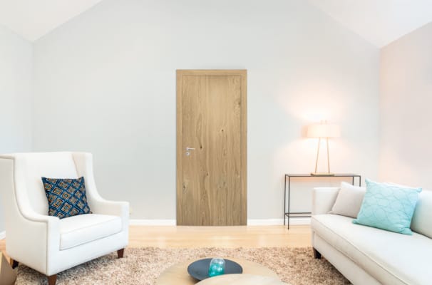 Porte plaquée chêne vertical - Qualité rustique - Âme pleine - 201,5 x 63 cm