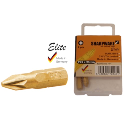 Bits Elite 25 mm 1/4" C6.3 PZ 3 Tin 2 Pcs