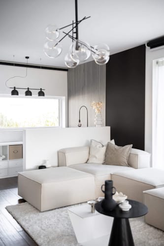 Panneau mural Maestro Latt Matte Black avec 7 lattes Raw Concrete - 20 x 300 x 2770 mm