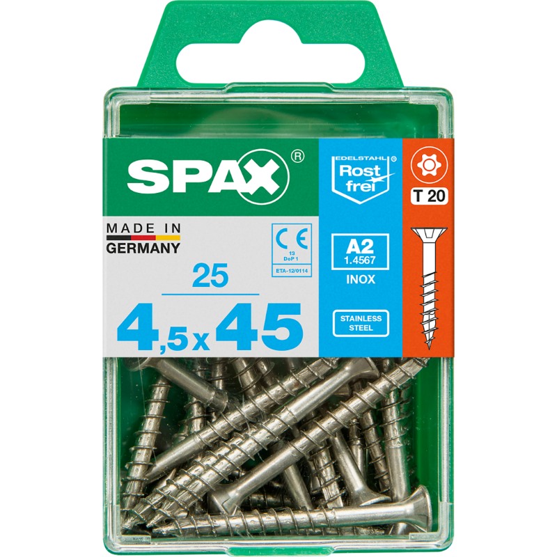 SPAX - Vis TF T Star+ Inox A2 6X120, boîte de 100 pièces, réf.  0197000601203